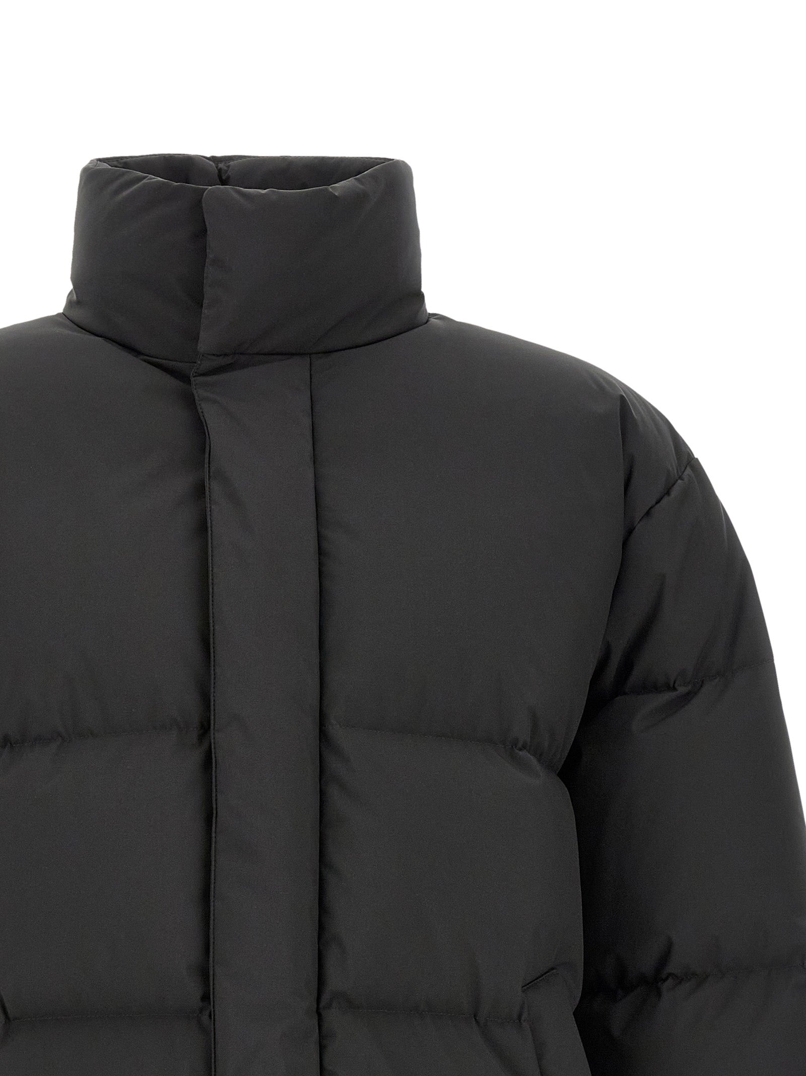 Black Polyester Full-Length Jacket
