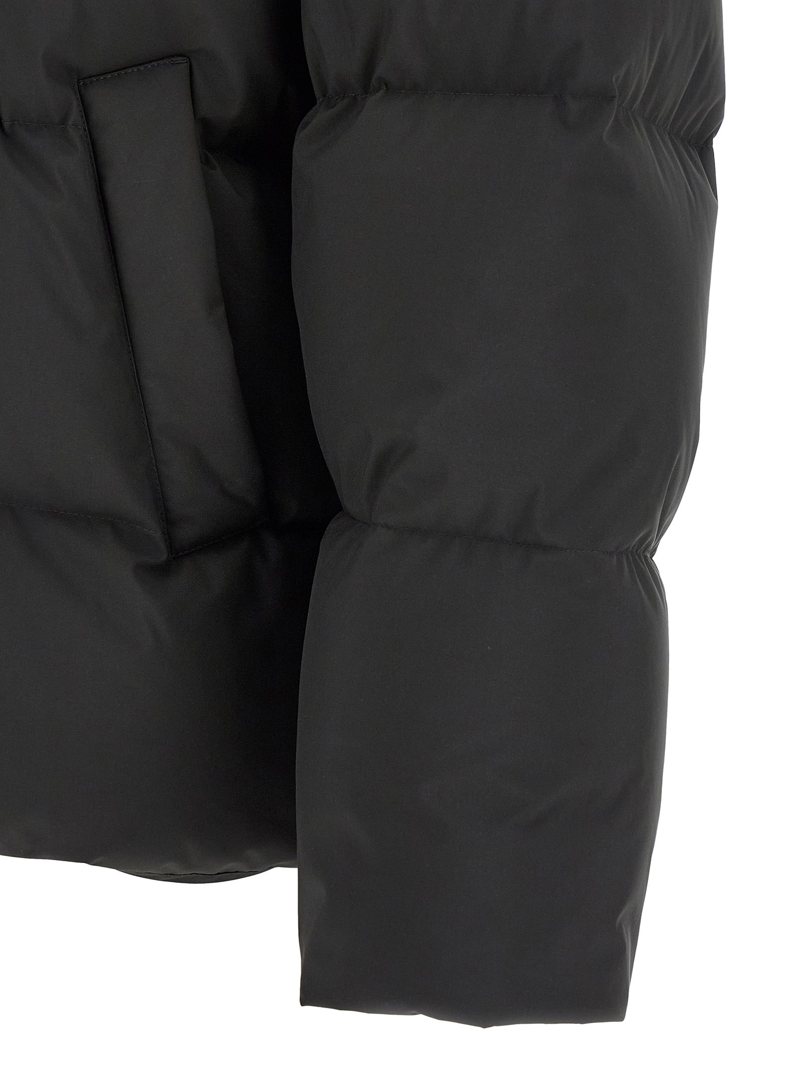 Black Polyester Full-Length Jacket
