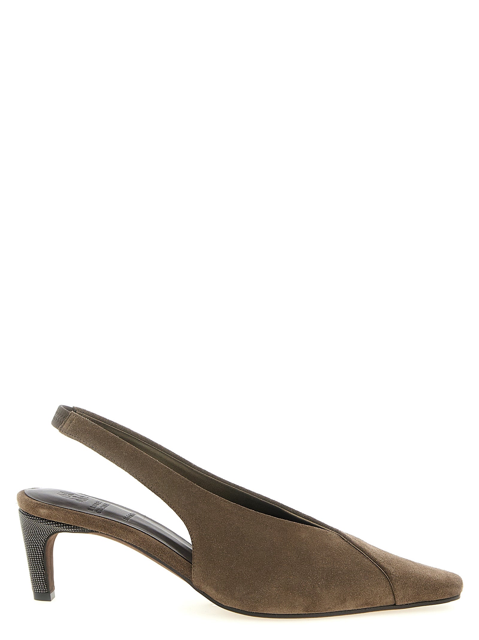 Gray Calfskin Mid Heel Pumps