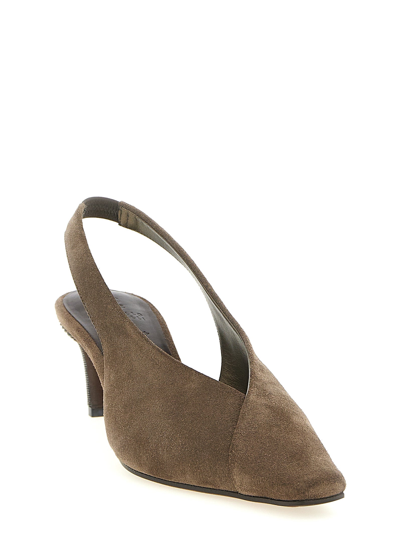 Gray Calfskin Mid Heel Pumps
