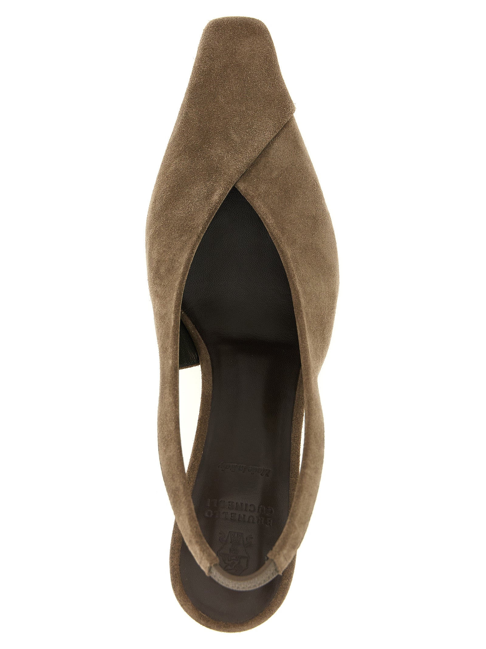 Gray Calfskin Mid Heel Pumps