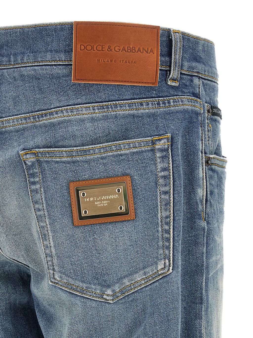 Blue Cotton Straight-Leg Jeans