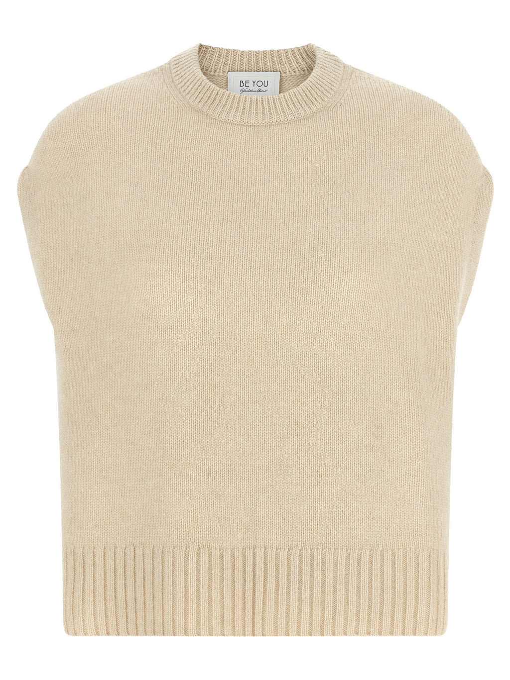 Beige Cashmere Sleeveless Jacket