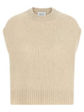 Beige Cashmere Sleeveless Jacket