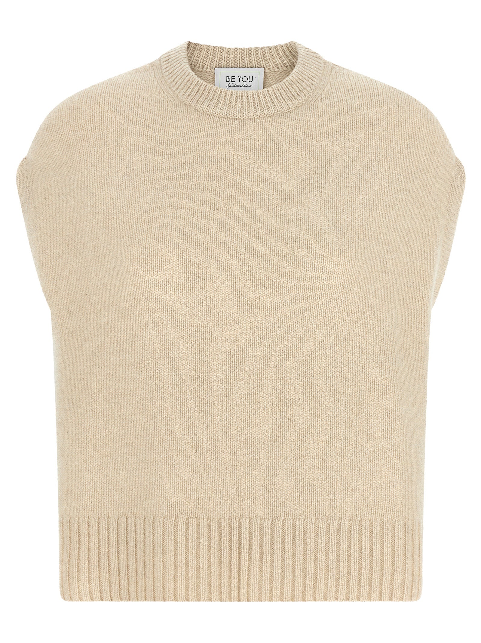 Beige Cashmere Sleeveless Jacket