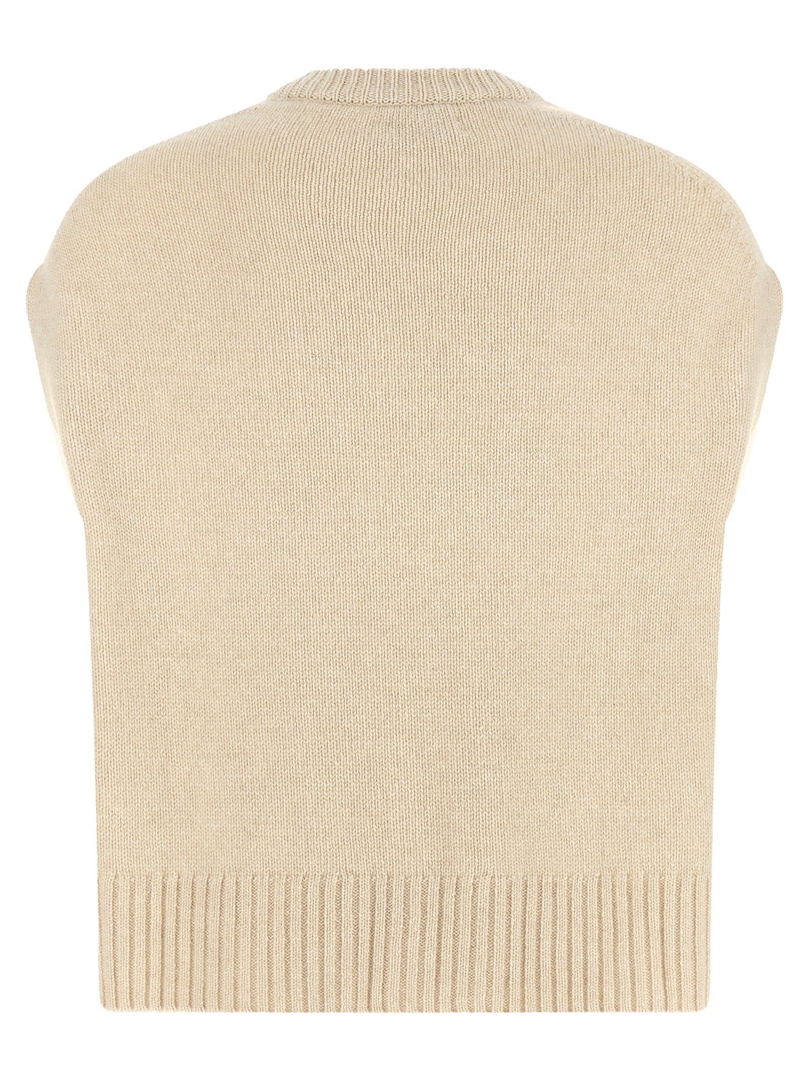 Beige Cashmere Sleeveless Jacket