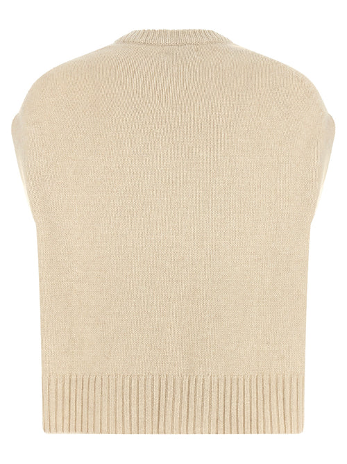 Beige Cashmere Sleeveless Jacket