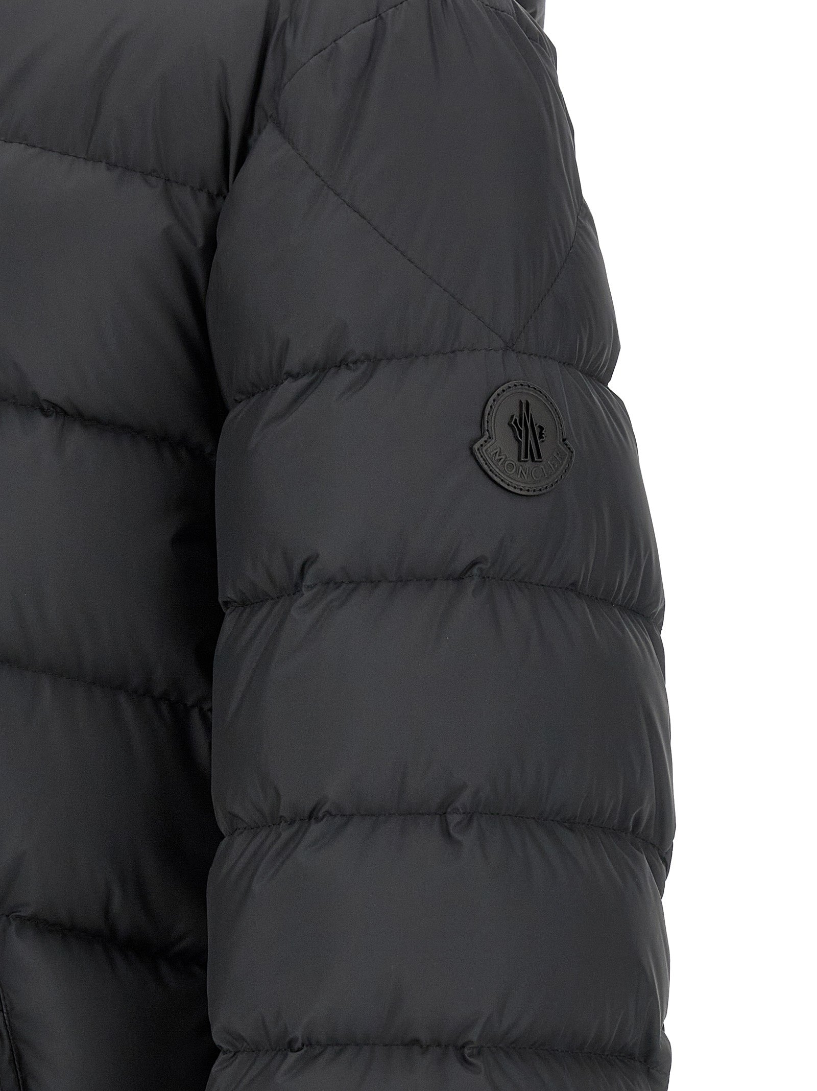 Black Polyester Full-Length Jacket
