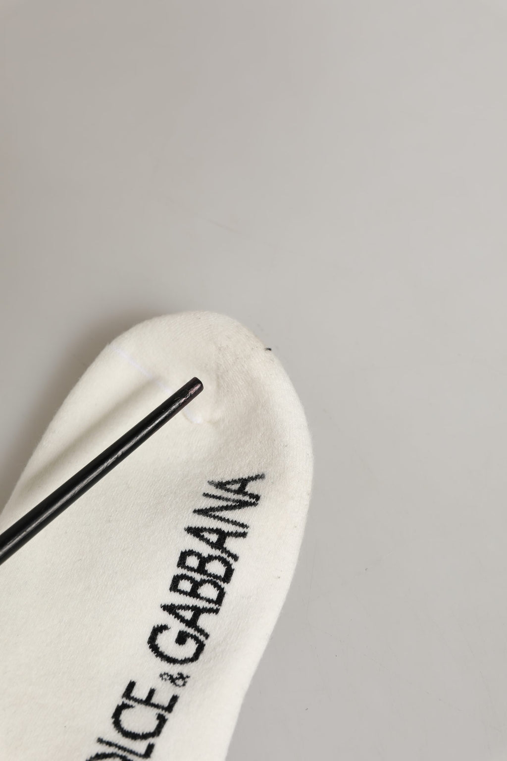 White Black Cotton Ankle Length DG Logo Socks