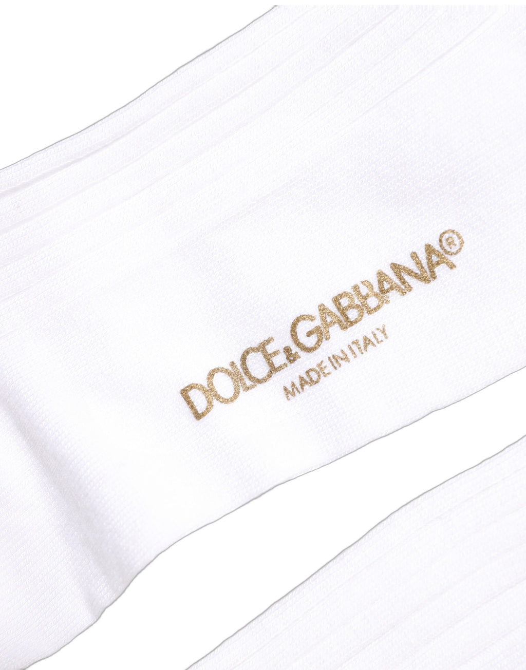 White Cotton Ribbed Logo Over The Calf Women Socks