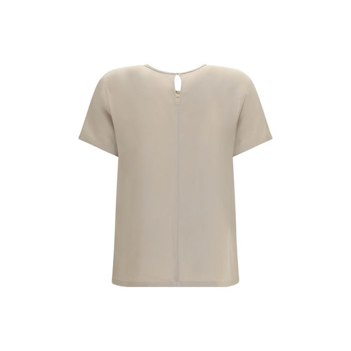 Beige Silk T-Shirt