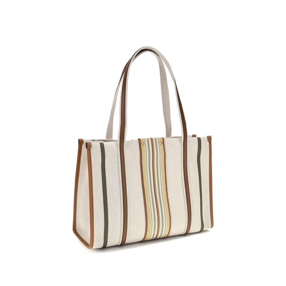 Beige Cotton Shoulder Bag