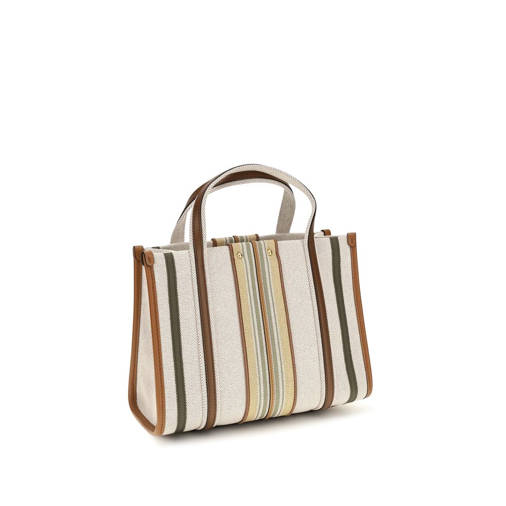 Beige Cotton Shoulder Bag