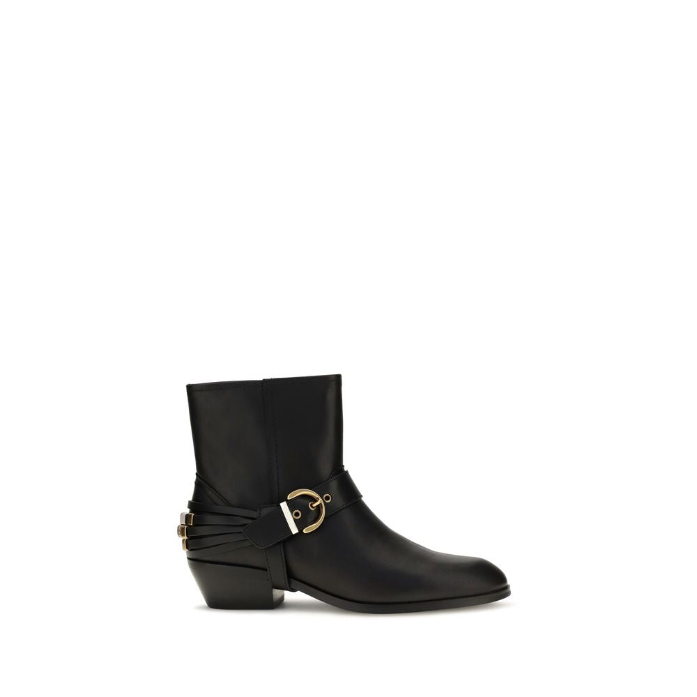Black Calf Leather Bos Taurus Ankle Boots