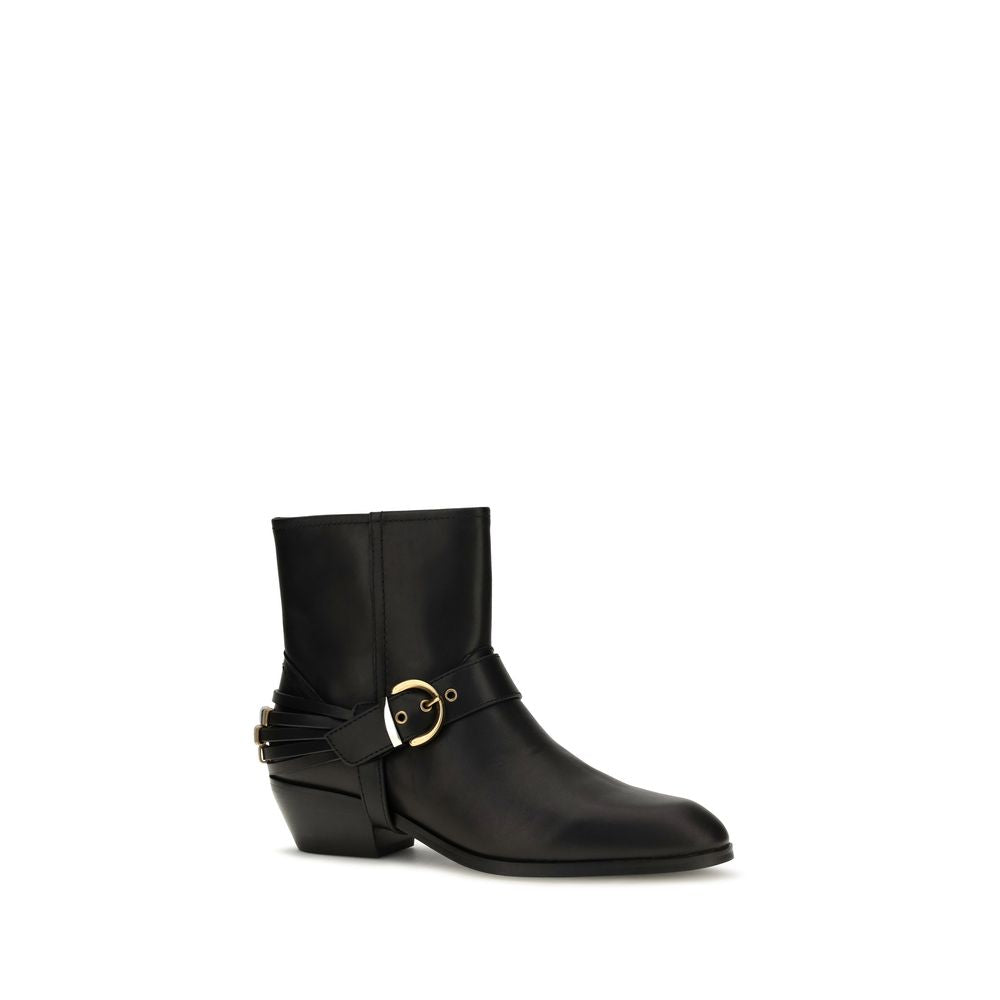 Black Calf Leather Bos Taurus Ankle Boots