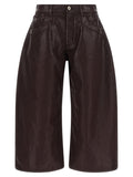 Purple Cotton Cropped Pants