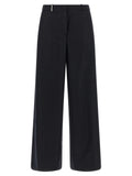 Blue Virgin Wool Casual Pants
