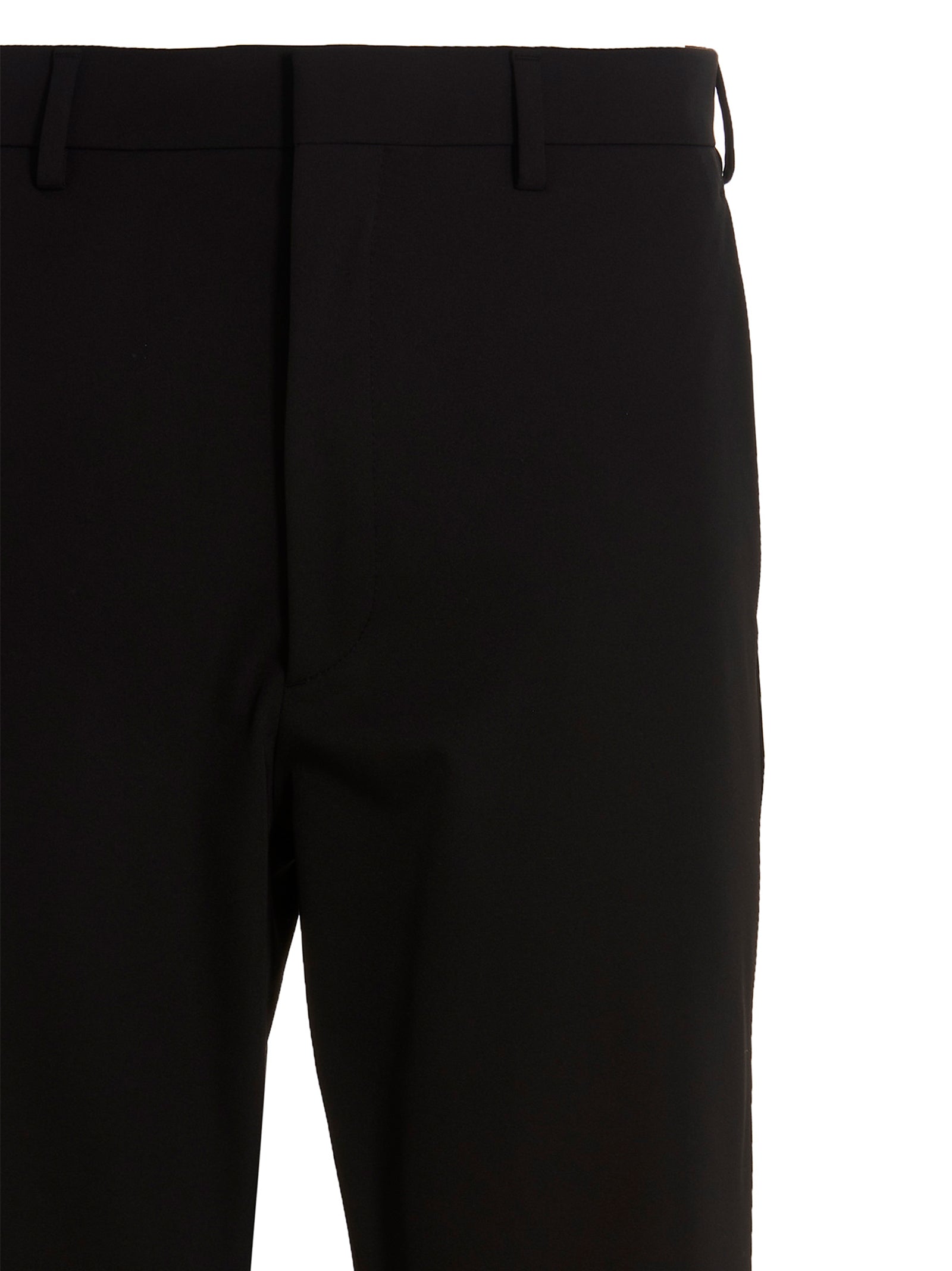 Black Polyester Casual Pants
