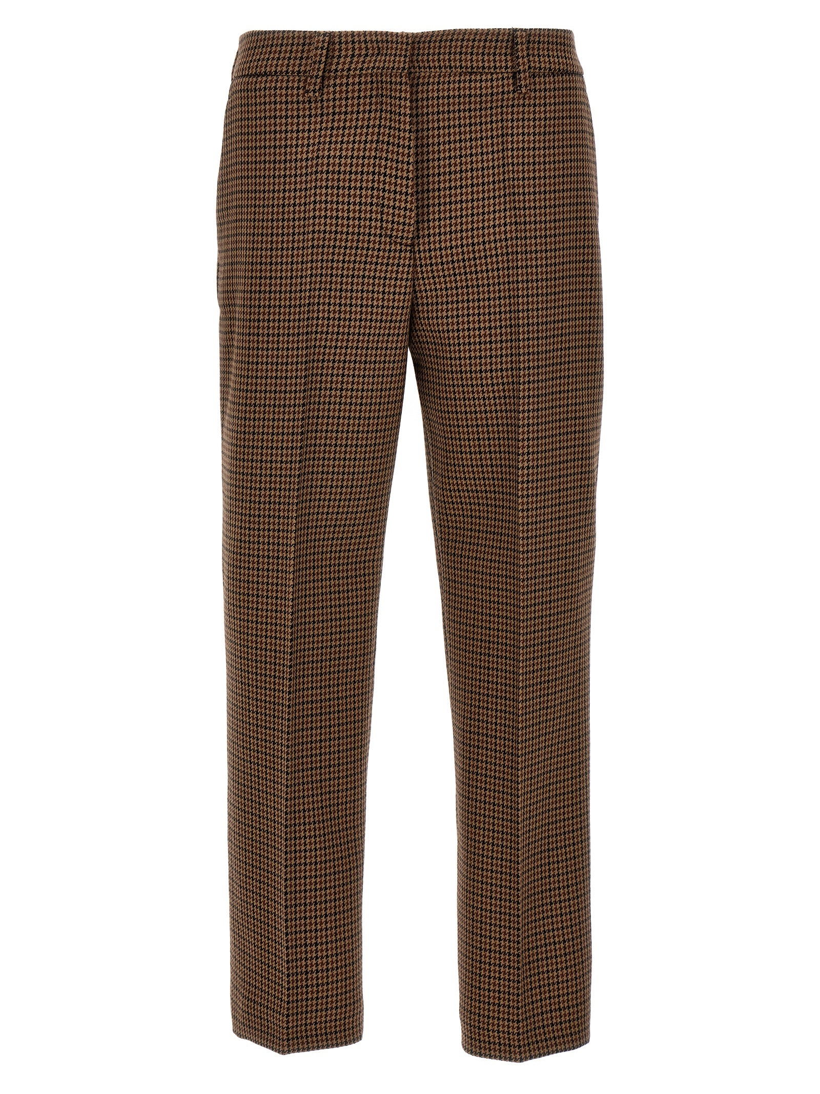 Brown Virgin Wool Casual Pants
