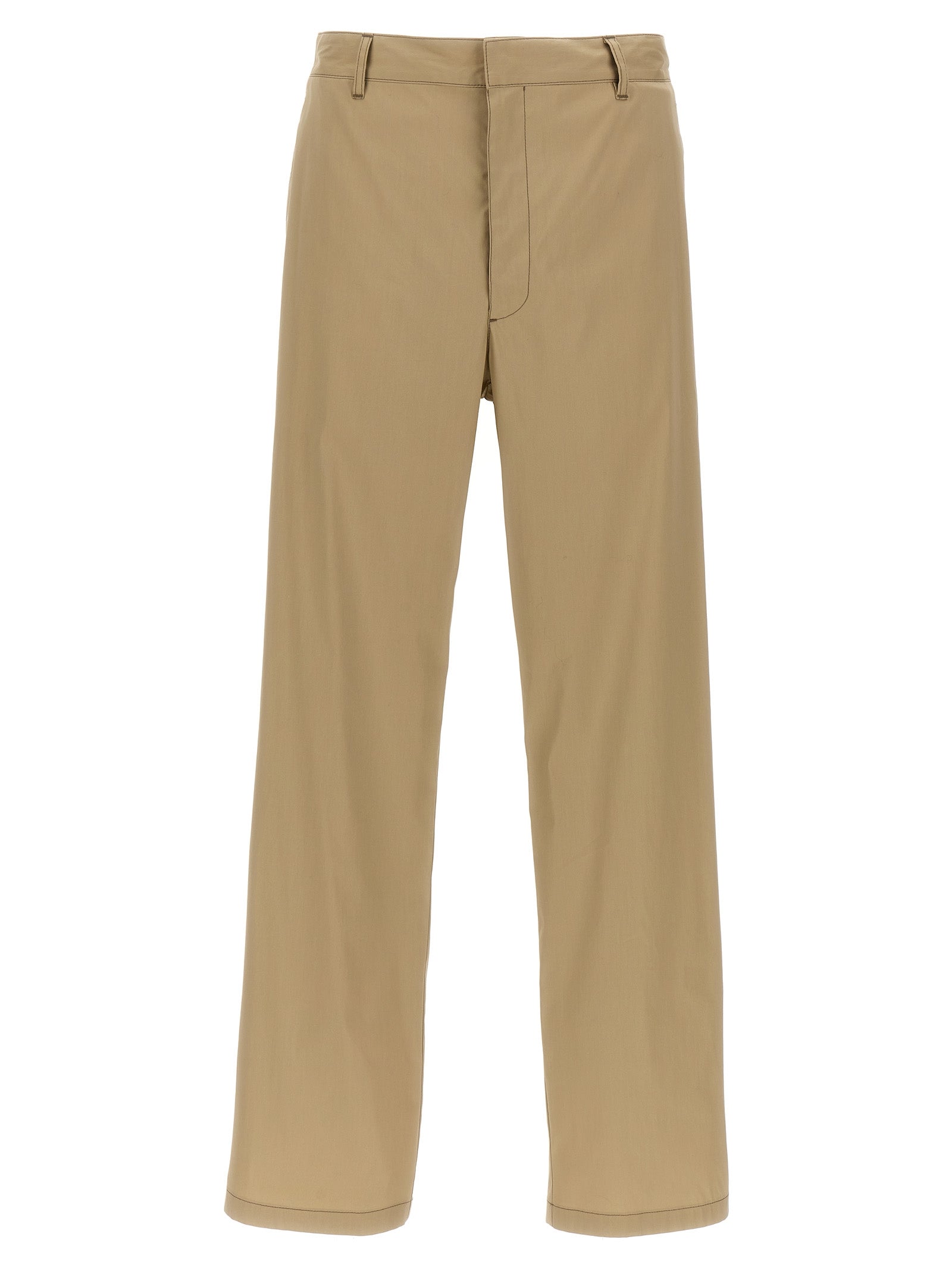 Beige Cotton Casual Pants
