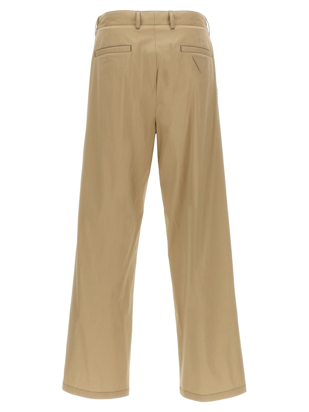 Beige Cotton Casual Pants