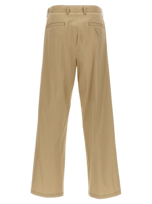 Beige Cotton Casual Pants