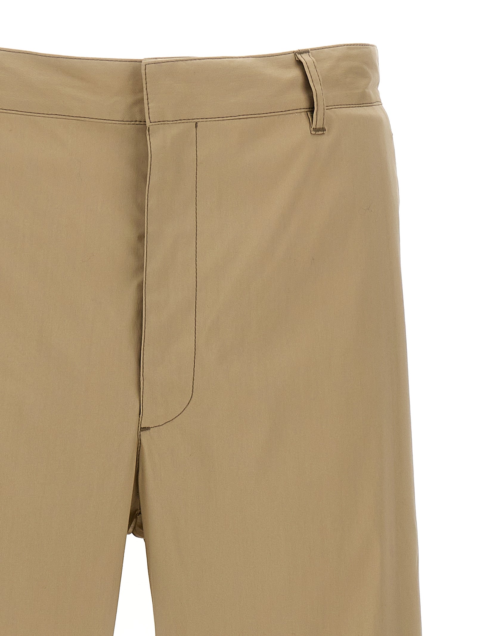 Beige Cotton Casual Pants