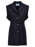 Blue Virgin Wool Sleeveless Jacket