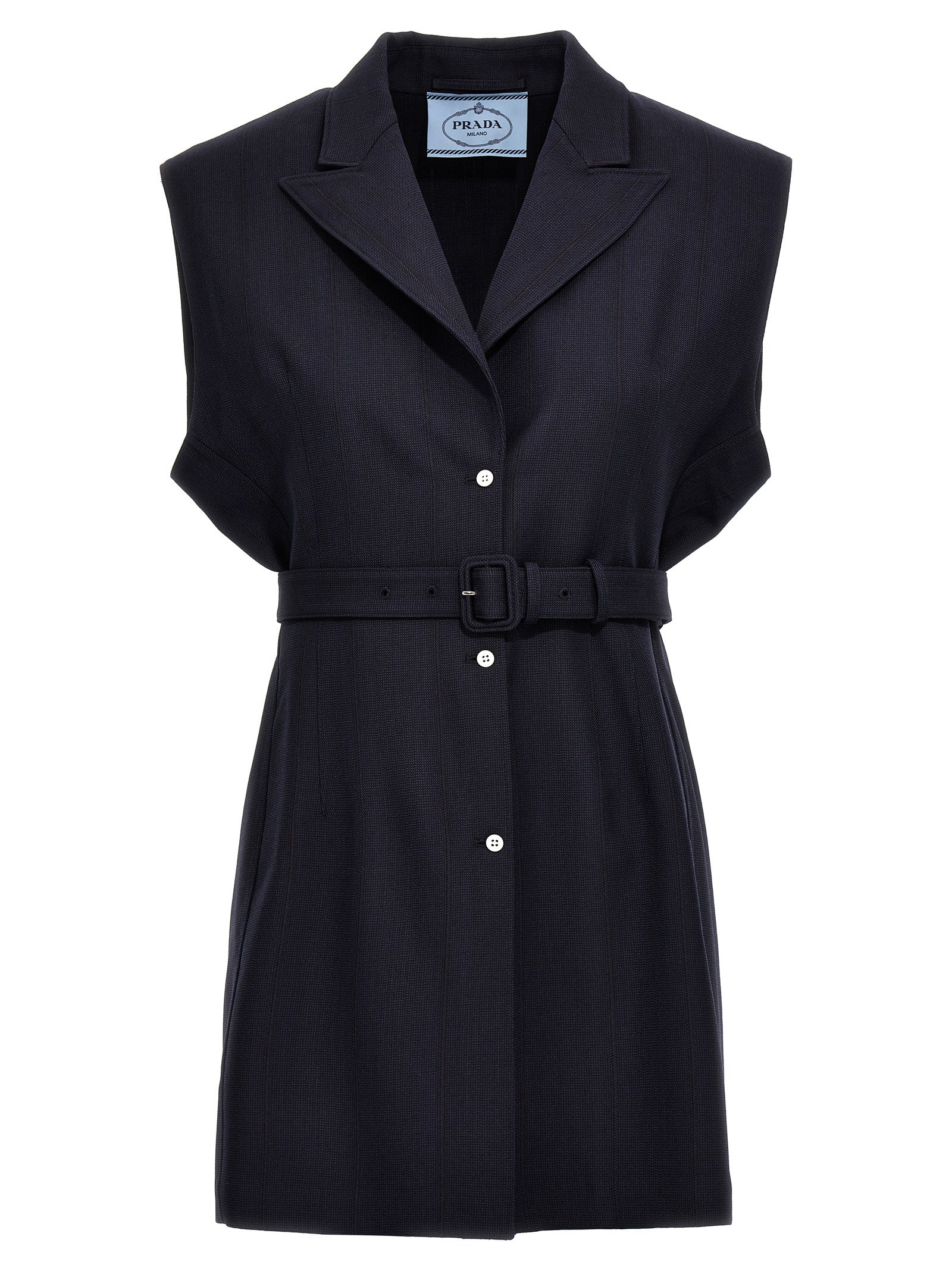 Blue Virgin Wool Sleeveless Jacket