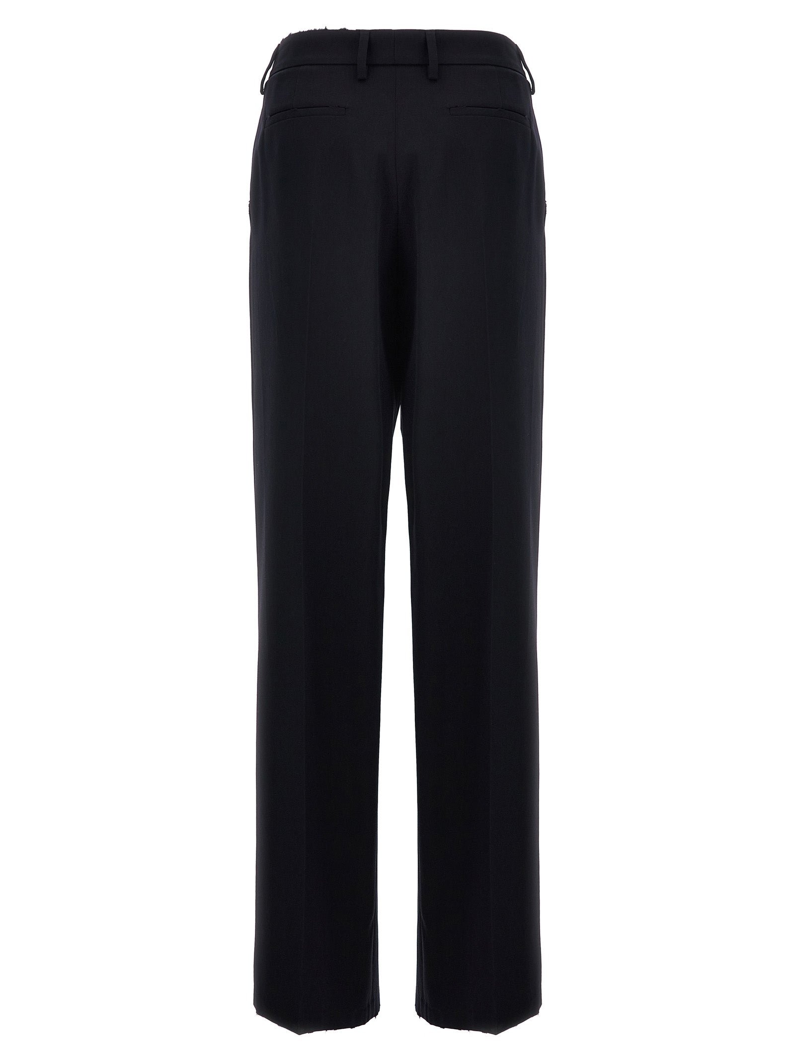 Blue Wool Casual Pants