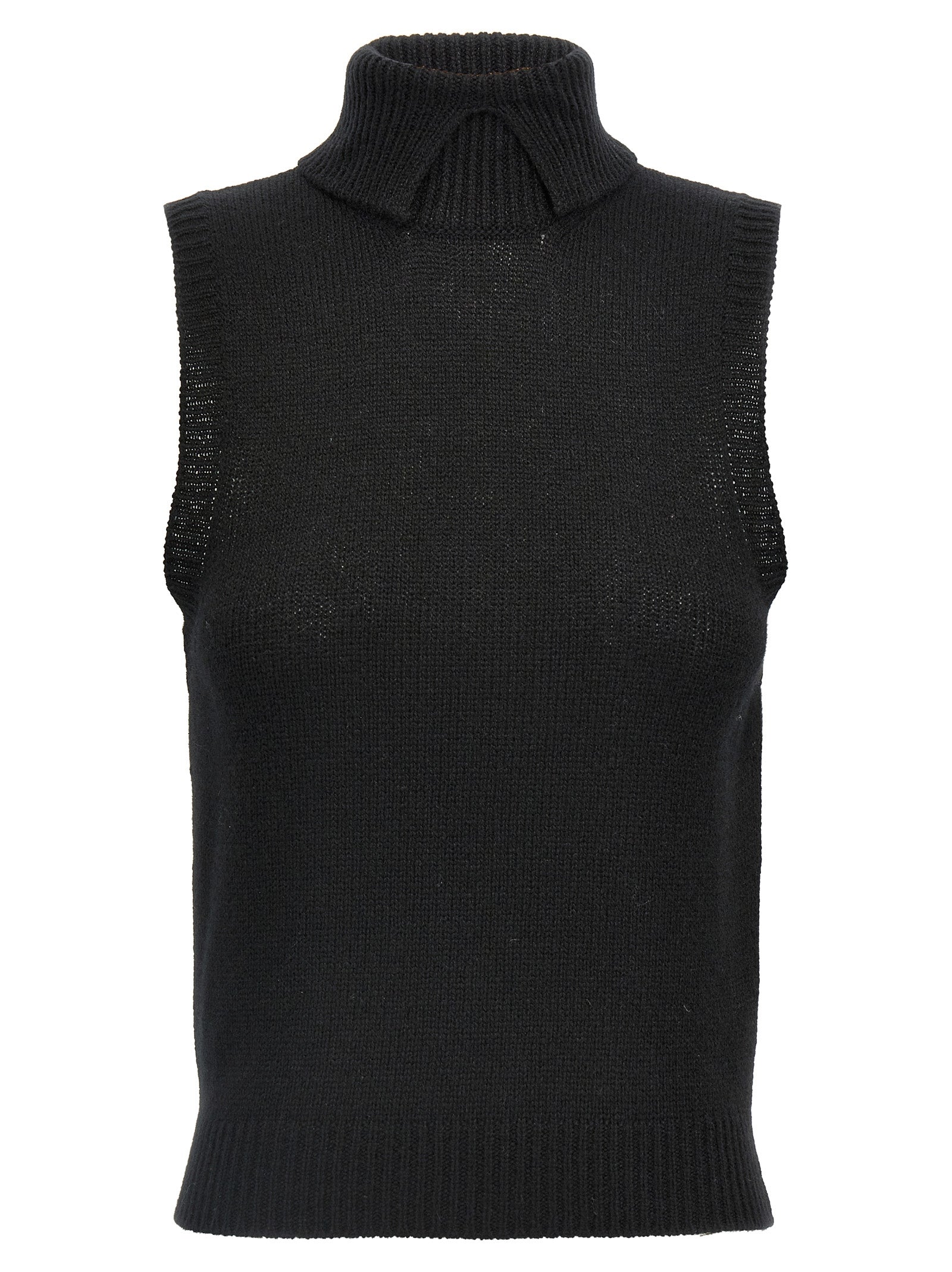 Black Cashmere Sleeveless Jacket
