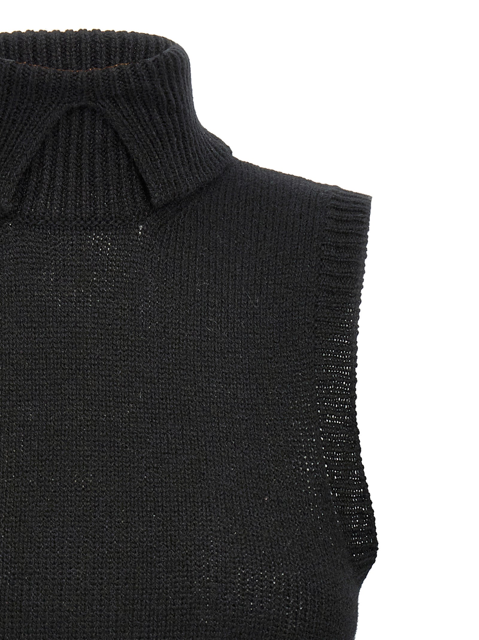 Black Cashmere Sleeveless Jacket