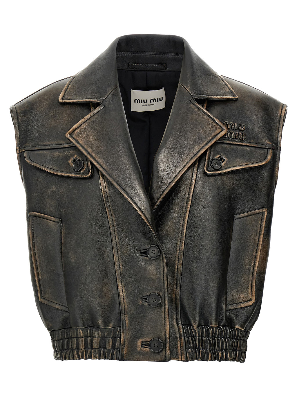 Brown Lamb Leather Sleeveless Jacket