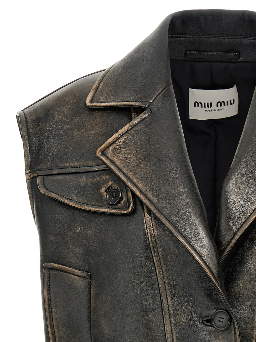 Brown Lamb Leather Sleeveless Jacket