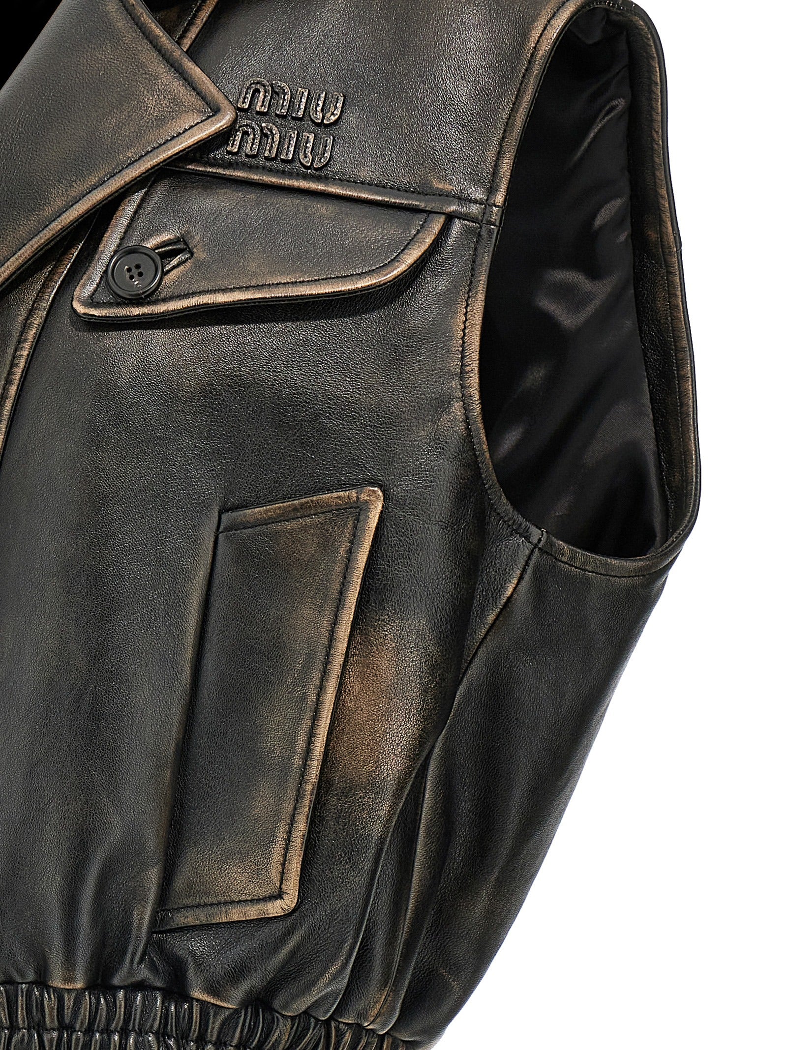 Brown Lamb Leather Sleeveless Jacket