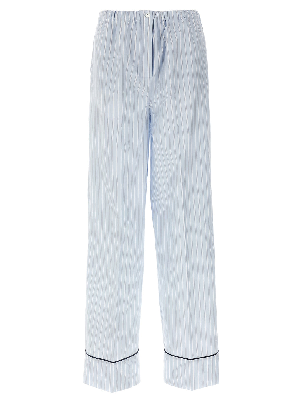 Blue Cotton Casual Pants