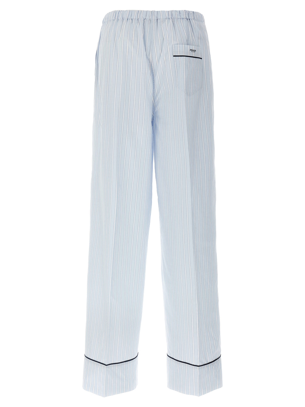 Blue Cotton Casual Pants