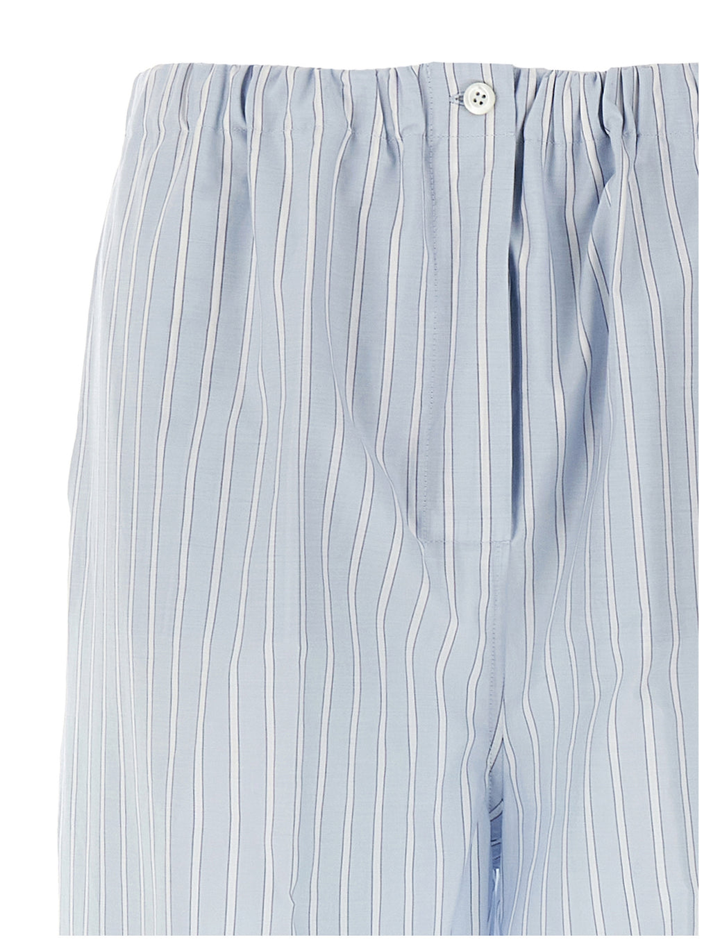 Blue Cotton Casual Pants