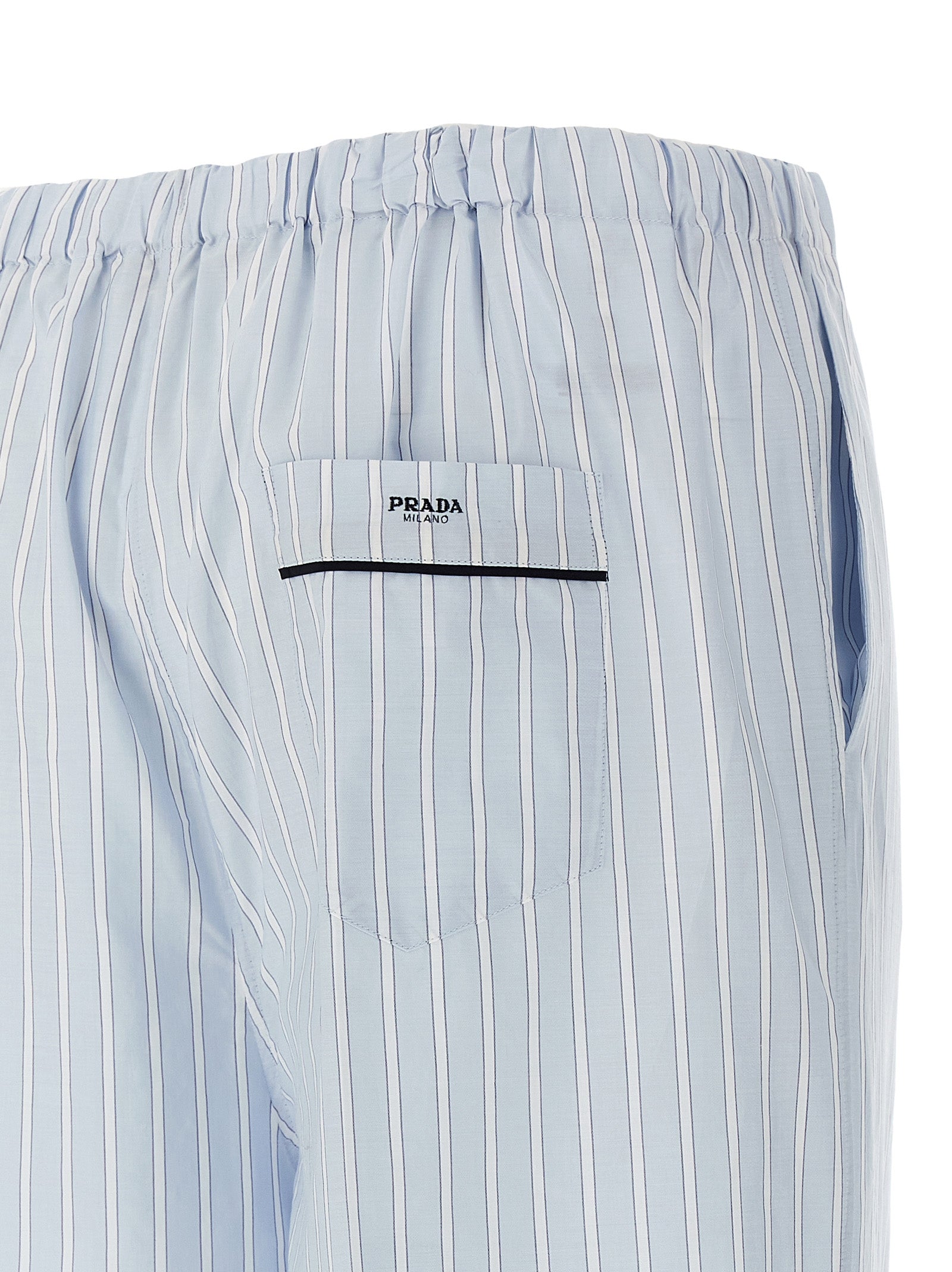 Blue Cotton Casual Pants