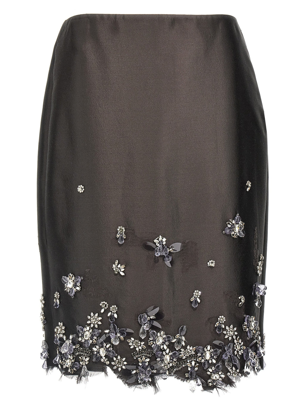 Gray Silk Midi Skirt
