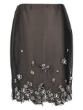 Gray Silk Midi Skirt