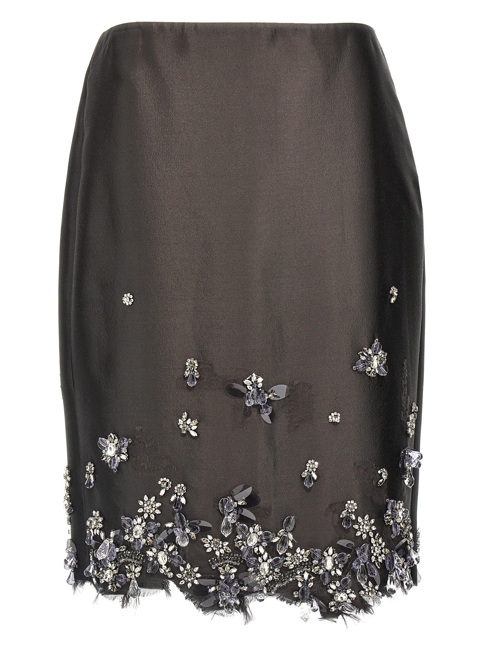 Gray Silk Midi Skirt