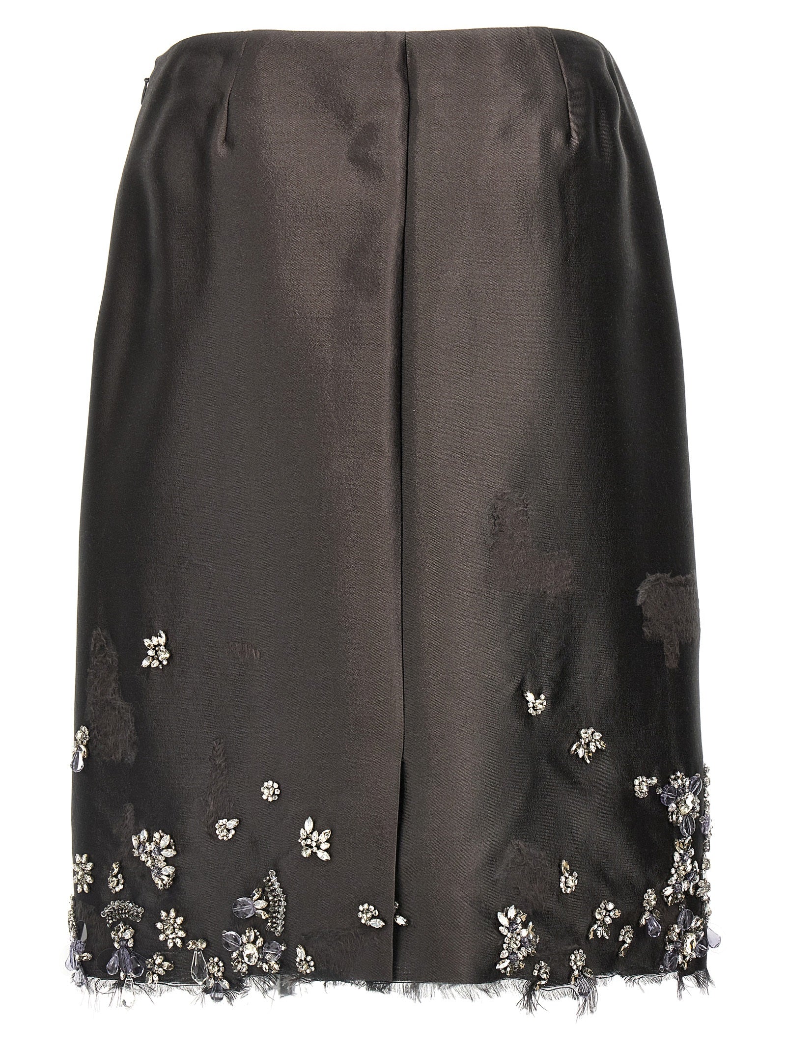 Gray Silk Midi Skirt