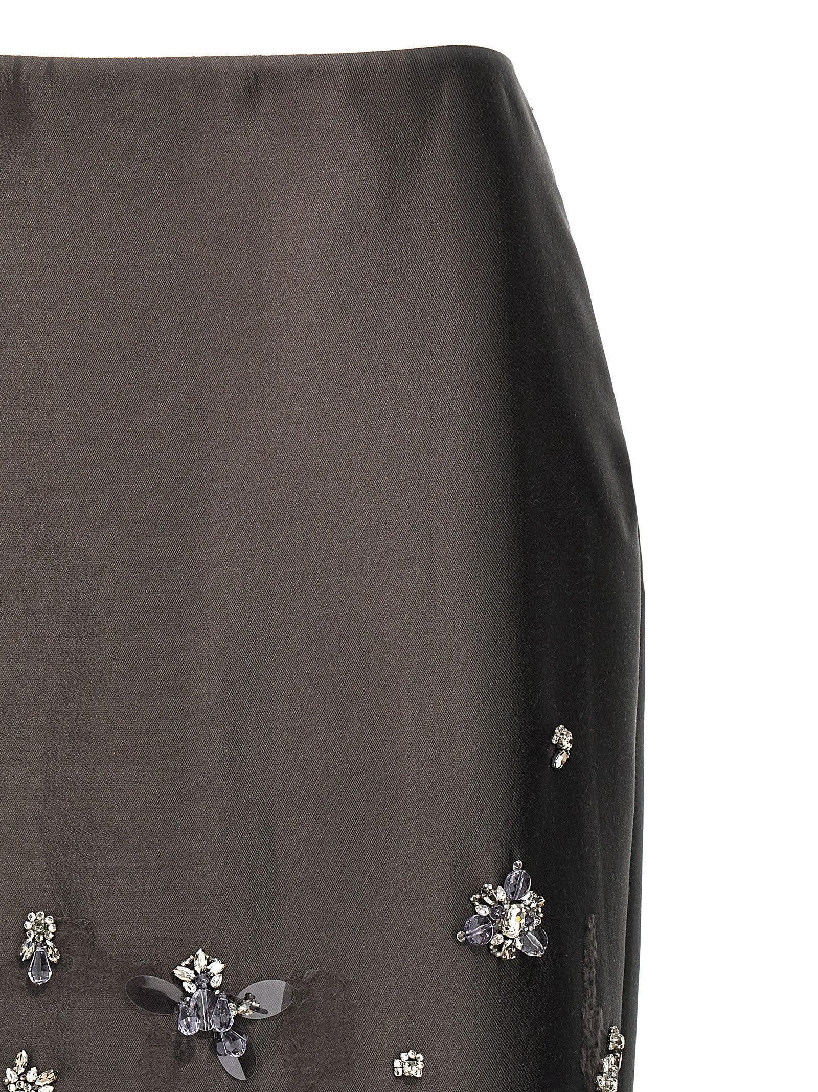 Gray Silk Midi Skirt