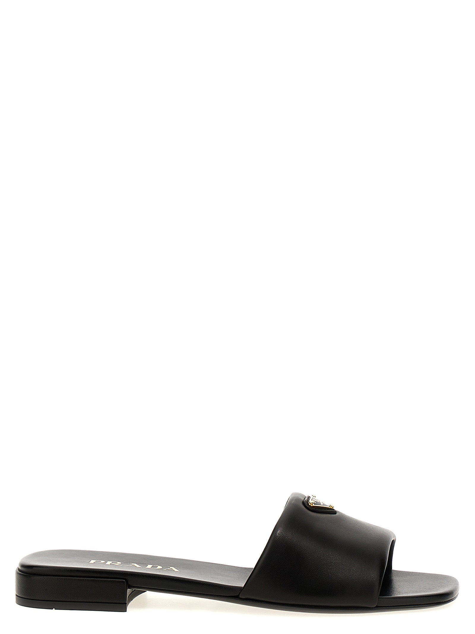 Black Lamb Leather Slides