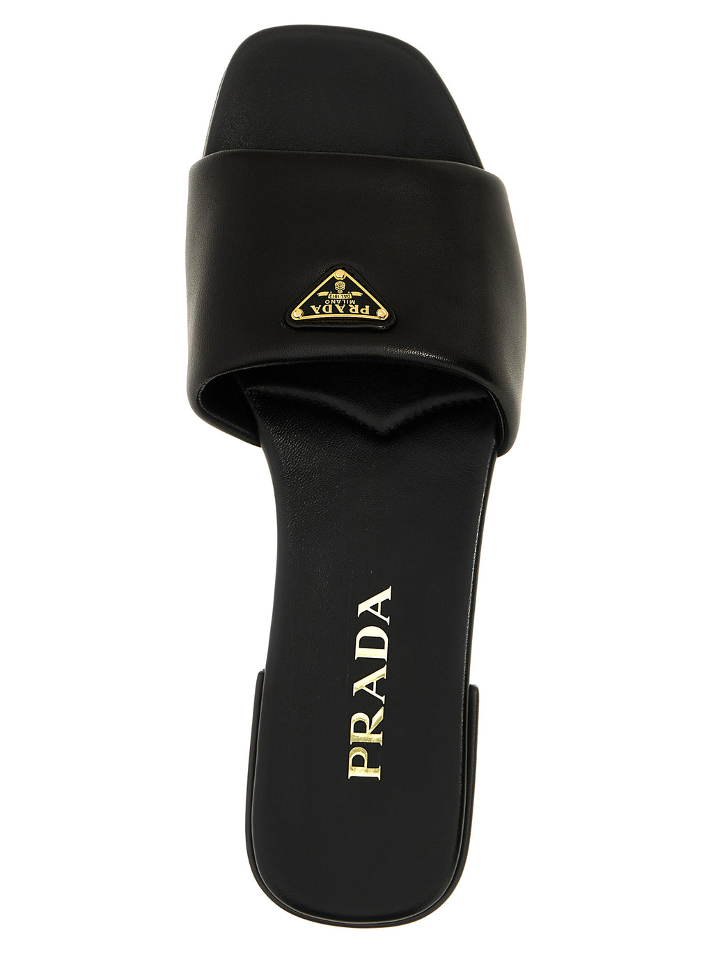 Black Lamb Leather Slides