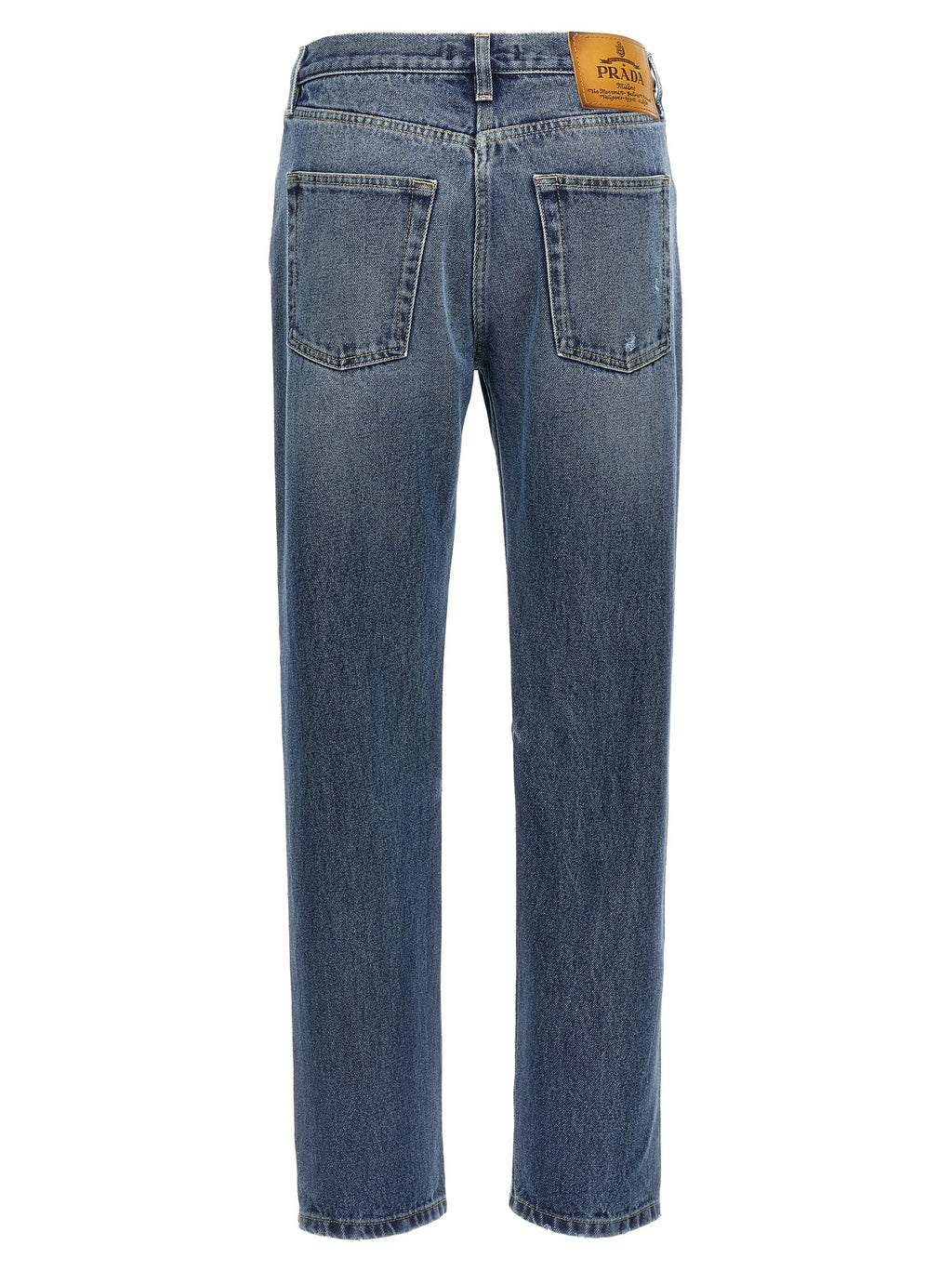 Blue Cotton Straight-Leg Jeans