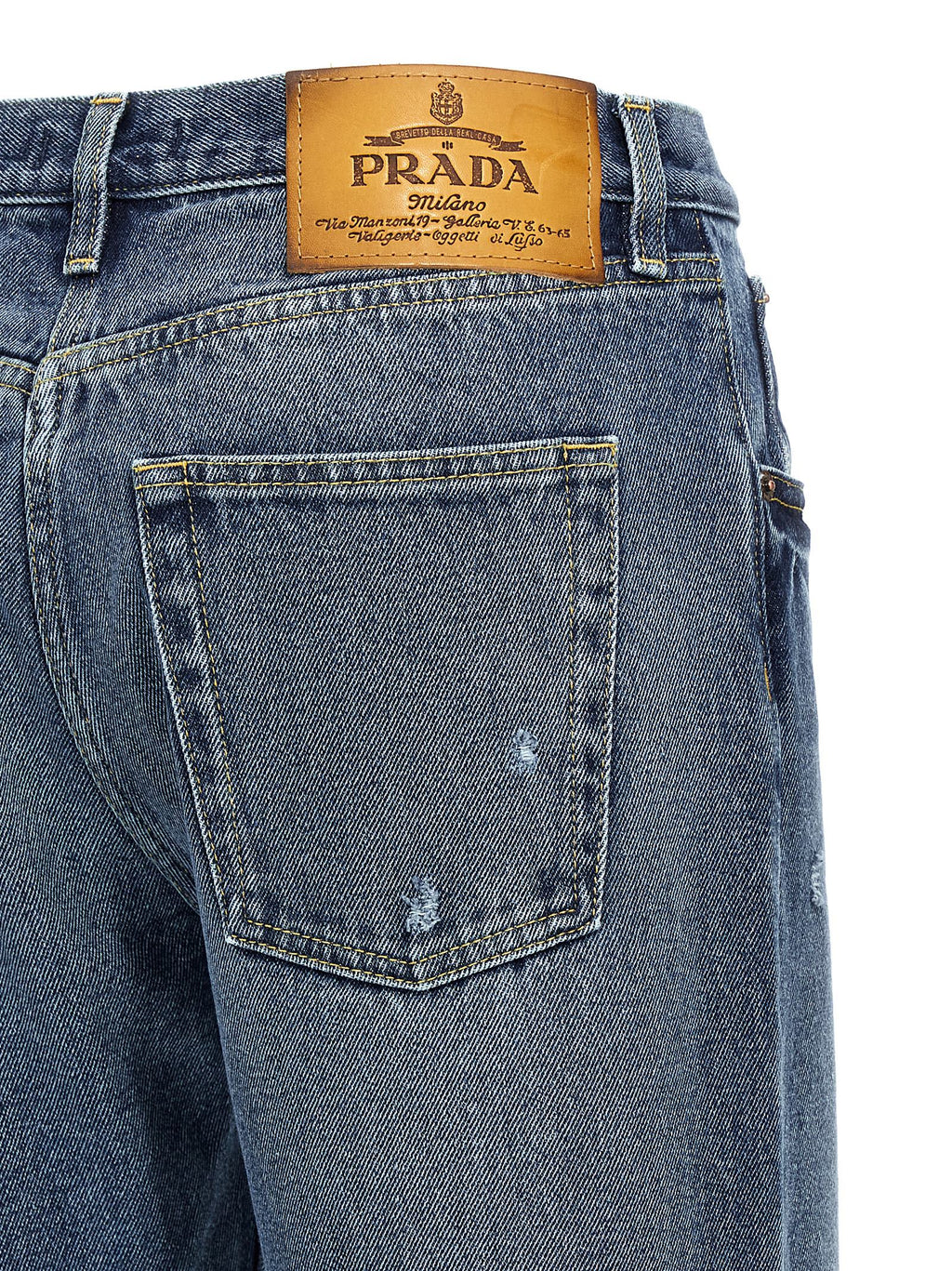 Blue Cotton Straight-Leg Jeans