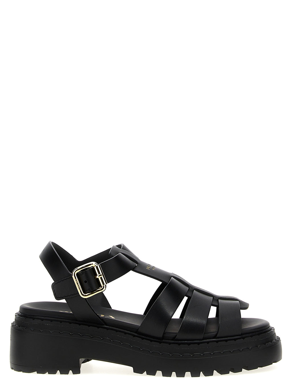 Black Calfskin Flat Sandals