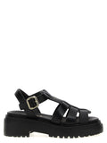 Black Calfskin Flat Sandals